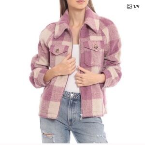 Avec Les Filles pink plaid preppy cozy winter girly feminine jacket size XS